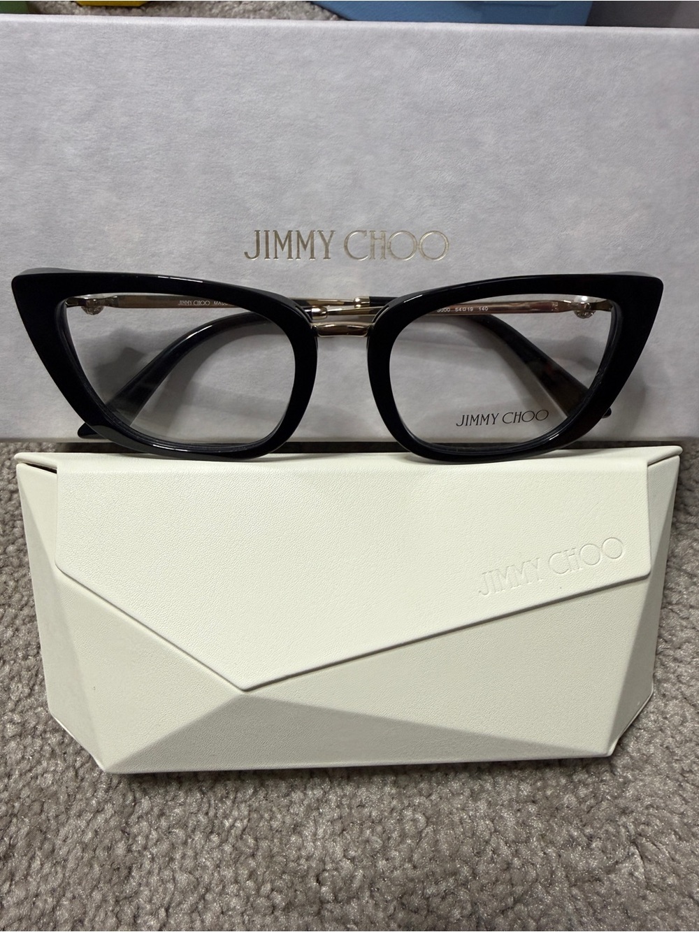 NWT Women’s Jimmy Choo Crystal Embellished Cat-Eye Eyeglasses JC 3020B Black